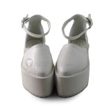White Wedges Buckle Strap Sandals