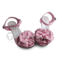 Matte Pink Flower Bow Girls Sweet Sandals