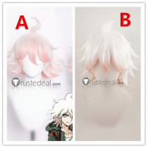 Super Danganronpa 2 Goodbye Despair Academy Nagito Komaeda White Pink Cosplay Wigs