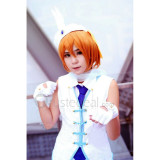 Love Live Rin Hoshizora Wonderful Rush Blue White Dress Cosplay Costume