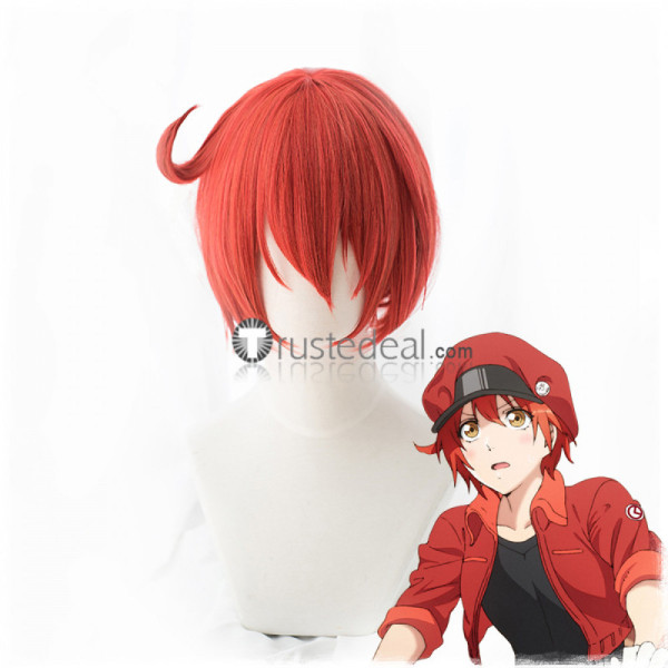 Cells at Work Hataraku Saibou Erythrocyte Red Blood Cell Short Cosplay Wig