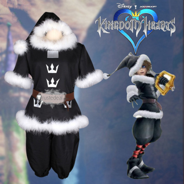 Kingdom Hearts 2 Sora Santa Form Christmas Town Black Cosplay Costume