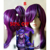 League of Legends LOL KDA Akali Purple Ponytail Cosplay Wig