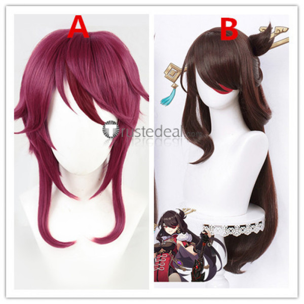 Genshin Impact Rosaria Beidou Wine Brown Cosplay Wigs