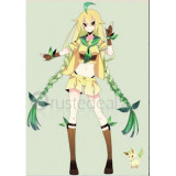 Pokemon Gijinka Leafeon Long Blonde Green Braids Cosplay Wig