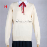 Japanese Anime JK School Uniform V-neck Pullover Sweater Blue Gray White Pink Yellow Cosplay Costumes