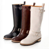 Top quality PU flat heel with double strps boots(D1051)