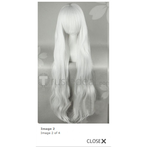 Shining Hearts Melty Long Silver White Curly Cosplay Wig