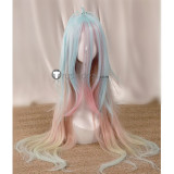 No Game No Life Shiro Long Blue Pink Cosplay Wig 2
