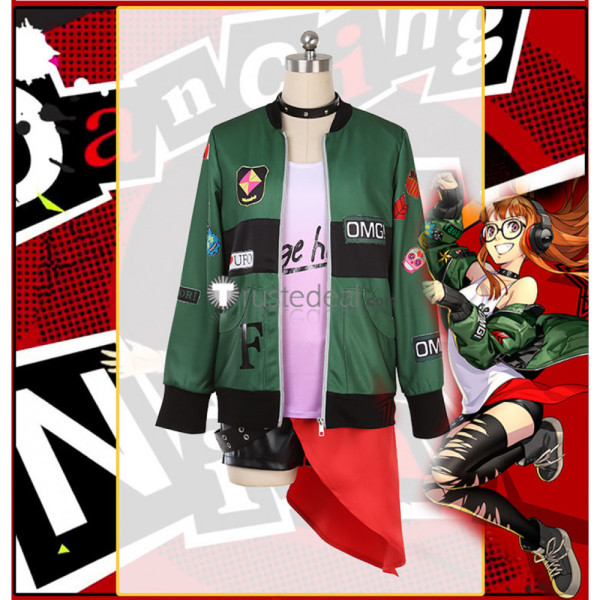 Persona 5 Dancing in Starlight Futaba Sakura Green Coat Cosplay Costume