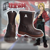 Fullmetal Alchemist Edward Elric Black Brown Cosplay Boots Shoes
