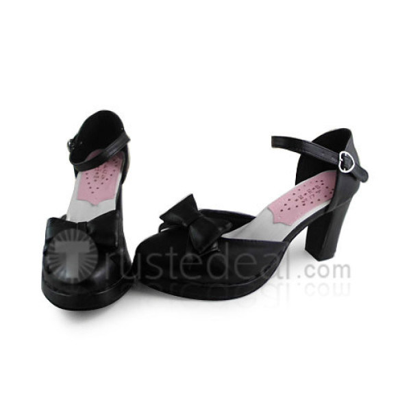 Dark Blue Bow Straps Lolita Sandals