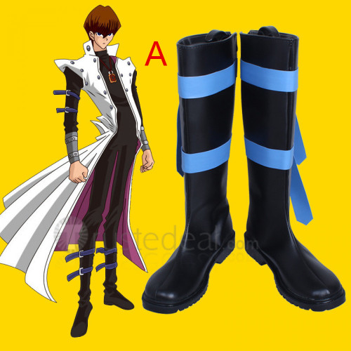 YuGiOh Seto Kaiba Black Cosplay Boots Shoes
