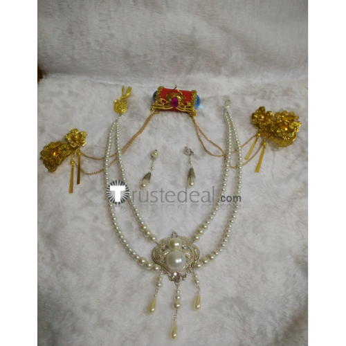 League of Legends Guqin Sona Buvelle Cosplay Headwear Necklace Earrings Accessories