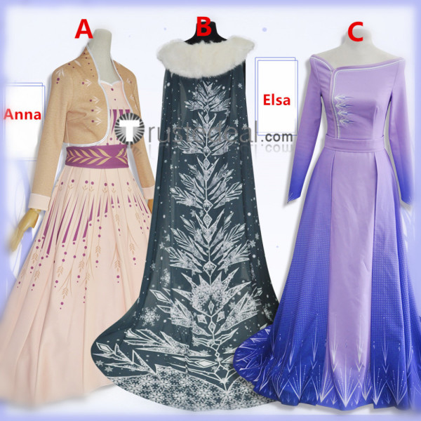 Frozen2 Disney Princess Elsa Anna Gown Cosplay Costumes