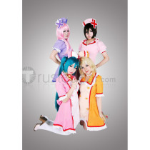 Vocaloid Luka Megurine Rin Miku Meiko Love Ward Nurse Purple Yellow Cosplay Costume