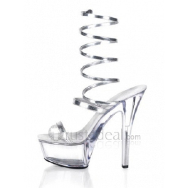 Metallic PU Upper High Heel Open-toes Platform Sexy Sandals(99-09)