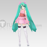 Vocaloid Miku Sakura Deluxe Version Pink Kimono Cosplay Costume