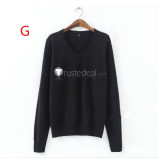 Japanese Anime JK School Uniform V-neck Pullover Sweater Blue Gray White Pink Yellow Cosplay Costumes