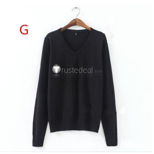 Japanese Anime JK School Uniform V-neck Pullover Sweater Blue Gray White Pink Yellow Cosplay Costumes