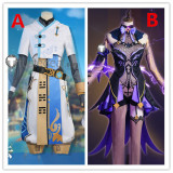 Genshin Impact Fischl Chongyun Purple Blue Cosplay Costumes
