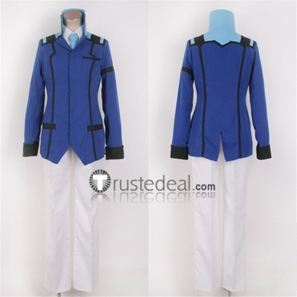 Mobile Suit Gundam 00 Graham Aker Blue White Cosplay Costume