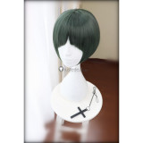 White Green Short Cosplay Wig