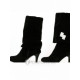 Top quality nuback and PU upper half zip side high heel pumps boots(JY98)