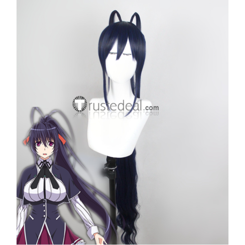 High School DxD Akeno Himejima  Black Blue Cosplay Wigs