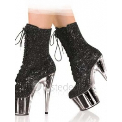 PVC Leather Upper High Heel Ankle-Length Open-toes Platform Sexy Boots(150-17)