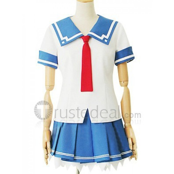 White And Blue Short Sleeves School Uniform