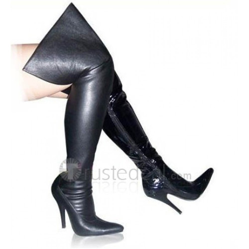 Patent Leather Upper High Heel Thigh-Length Closed-toes Sexy Boots(12526)