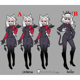Helltaker Cerberus Lucifer Red Black Cosplay Costumes