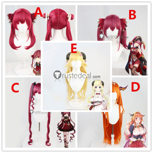 Vtuber Virtual YouTuber Hololive Houshou Marine Captain Pirate Tsunomaki Watame Kiryu Coco Red Blonde Cosplay Wigs