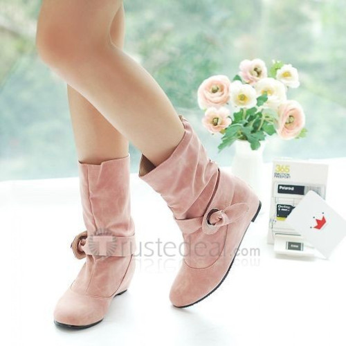 Top quality PU flat heel pumps boots(JY63)