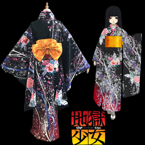 Hell Girl Yoi no Togi Ai Enma Kimono Cosplay Costume 2