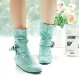Top quality PU flat heel pumps boots(JY63)