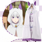 Re Zero Kara Hajimeru Isekai Seikatsu Emilia Neko Cat Ears Cloak Cosplay Costume