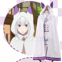 Re Zero Kara Hajimeru Isekai Seikatsu Emilia Neko Cat Ears Cloak Cosplay Costume