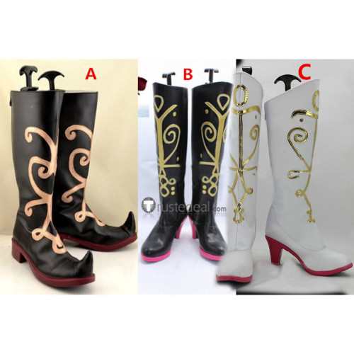 Frozen Princess Anna Black White Cosplay Boots Shoes