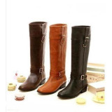 Top quality soft leather upper gauze inside rubber sole knee boots(JYs8)