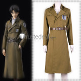 Attack on Titan Shingeki no Kyojin Scouting Legion Eren Jaeger Levi Mikasa Hanji Military Overcoat Cosplay Costumes