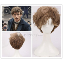 Fantastic Beasts Newt Scamander Brown Curl Cosplay Wig