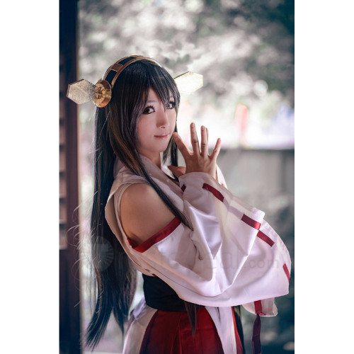 Kantai Collection Haruna Long Black Gray Cosplay Wig