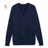 Japanese Anime JK School Uniform V-neck Cardigan Sweater Blue Gray Purple Pink Yellow Cosplay Costumes