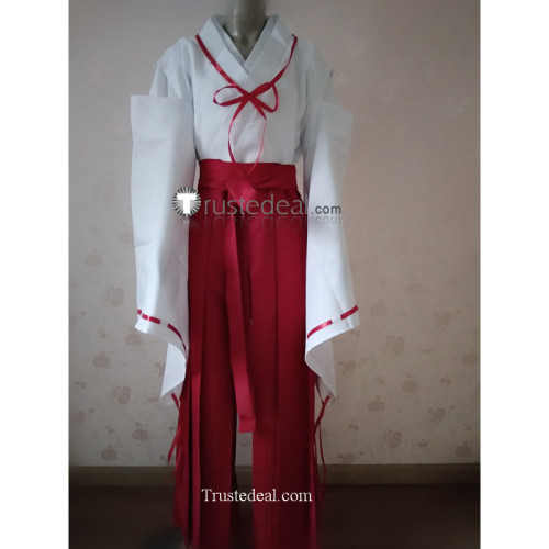 InuYasha Kikyo Miko Red White Kimono Cosplay Costume