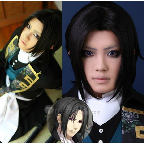 Hakuouki Toshizo Hijikata Long and Short Black Cosplay Wig