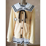 Kimi to Kanojo to Kanojo no Koi Mukou Aoi Miyuki Sone White Black School Uniform Yellow Cardigan Cosplay Costume