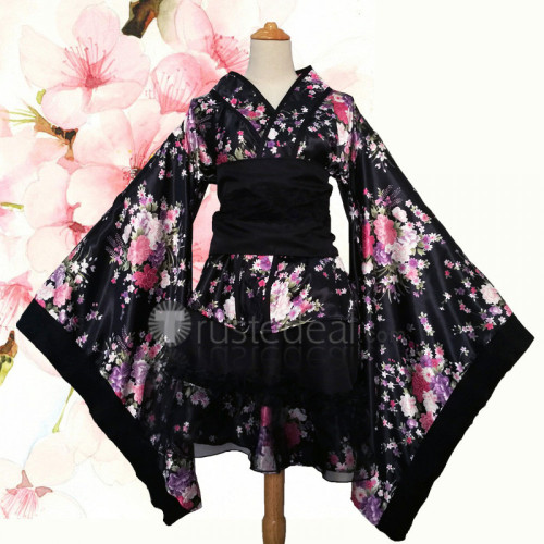 Gokuraku Jodo GARNiDELiA Lolita Kimono Yukata Black Red Cosplay Costumes