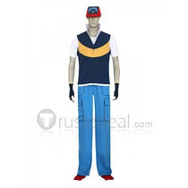 Pokemon Ash Ketchum Royal Blue And Yellow Cosplay Costume 1